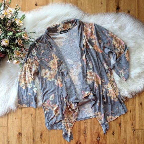 mesmerized Sweaters - {Mesmerized} floral waterfall cardigan